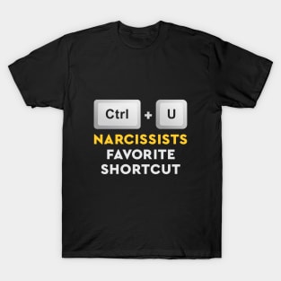 Minimalist Narcissist Abuse Control Shortcut Keyboard Yellow Typography T-Shirt